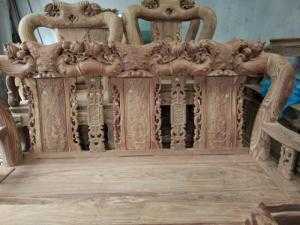 Bộ bàn ghế giả cổ đồng kỵ minh quốc đào tay 14 gỗ hương vân