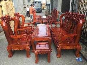 Bộ bàn ghế giả cổ minh quốc đào gỗ xà cừ tay 12