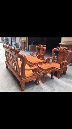 Bộ bàn ghế giả cổ trạm đào gỗ sồi nga