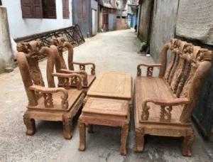 Bộ bàn ghế quốc đào gỗ hương vân