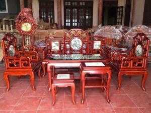 Bộ minh móc mặt đá gỗ gụ