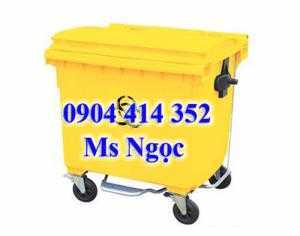 Xe thu gom rác công cộng , thùng chứa rác có 3 bánh xe , thùng rác công cộng 660 lít , thùng đựng rác nhựa o b