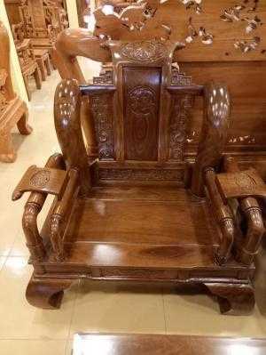 Bộ bàn ghế tần thủy hoàng cột 12 gỗ hương 6 món- BBG455