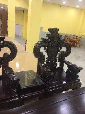 Bộ bàn ghế mun Châu Phi Rồng Đỉnh 6 món - BBG318