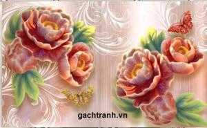 Tranh hoa mẫu đơn 3d phòng khách