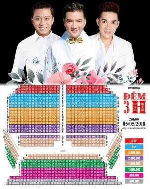 Liveshow Đêm 3H: Đàm Vĩnh Hưng - Tuấn Hưng - Quang Hà vào 20h ngày 5/5/2018 tại Cung Việt Xô