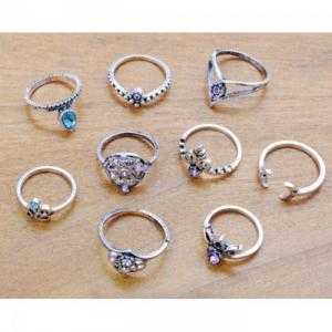 Set nhẫn 9 chiếc đính đá sang trọng