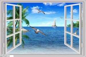 Tranh dán tường cửa sổ