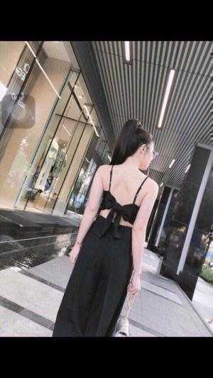 Set quần ống loe+ áo nơ lưng