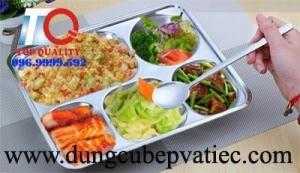 Khay cơm inox 5 ngăn SUS304 nhập khẩu Hàn Quốc nắp nhựa
