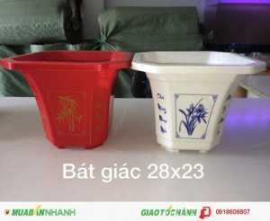 Chậu hoa nhựa Thakico Sản Xuất Chậu Nhựa giả sứ in bông Như Ý Cát Tường