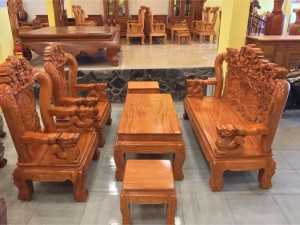 Bộ bàn ghế Long Hoa Mai 6 món tay 12 gỗ tự nhiên cao cấp