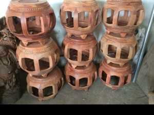Đôn trống gỗ hương cao 35,5 đk mặt 28