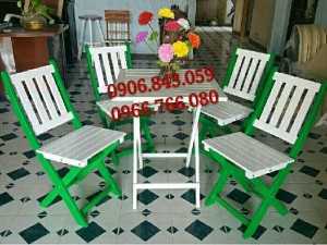 Bàn ghế gỗ xếp