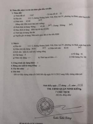 Bán Nhà 1 Trệt 1 Lầu Trục Chính Hẽm 112 Hoàng Quốc Việt An Bình Nk