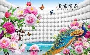 Tranh chim công 3d, gạch tranh 3d