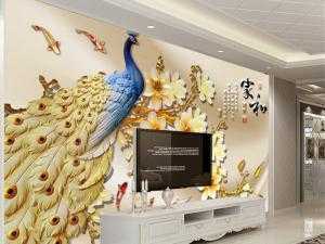 Tranh chim công 3d, gạch tranh 3d