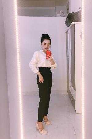 Baggy bèo lưng nhúm dạng quần Tây