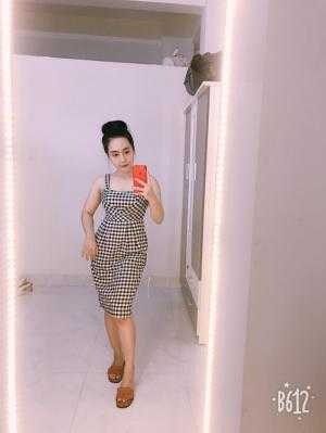 Đầm body caro 2 dây