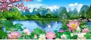 Gạch tranh hồ sen 3d