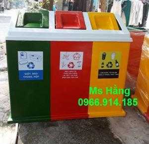 Sản xuất thùng rác 3 ngăn trường học, thùng rác phân loại rác