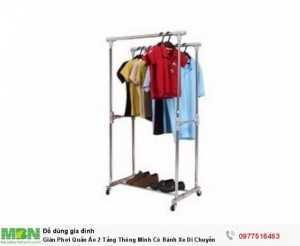 Giàn Phơi Quần Áo 2 Tầng Thông Minh Có Bánh Xe Di Chuyển