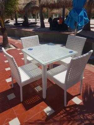 Bàn ghế cafe giả mây giá rẻ Htt10