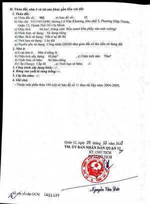 Nhà Bán Phường Hiệp Thành Q12