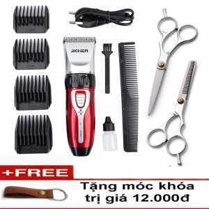 Bộ tông đơ cắt tóc Jichen kèm kéo cắt, kéo tỉa + Tặng kèm lấy ráy tai có đèn