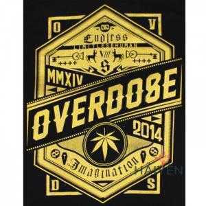 Áo thun OverDose Thái Lan màu đen in chữ OverDose trên khiêng nhũ vàng