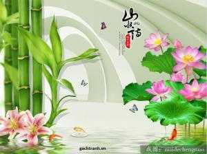 Gạch tranh 3d phủ bóng phòng khách