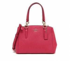 Coach Mini Christie Carryall Bag in Crossgrain Leather Bright Pink F57523