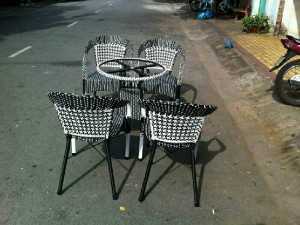 Bàn ghế cafe nhựa giả mây