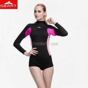 Áo Bơi Nữ Liền Quần Giữ Ấm Wetsuit (dày 2mm) Sbart - Hồng