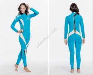 Bộ Bơi Liền Giữ Nhiệt Wetsuit Nữ Dài Tới Gót Xanh Trắng