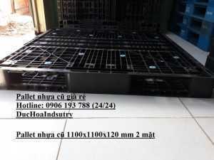 Pallet nhựa cũ 1100x1100x120mm 2 mặt - Miễn phí vận chuyển số lượng - Gọi ngay 0984810705 (24/24)