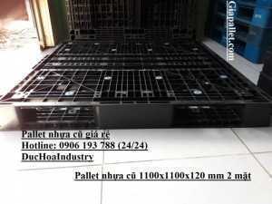 Pallet nhựa cũ 1100x1100x120mm 2 mặt - Pallet nhựa Nhật Bản - Gọi ngay 0984810705 (24/24)