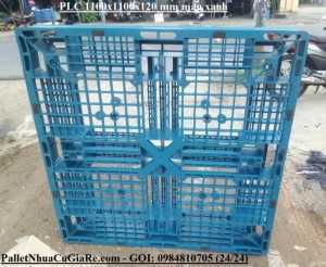 Pallet nhựa cũ 1100x1100x120mm màu xanh - Pallet Nhựa Cũ Giá Rẻ - Gọi 0984810705 (24/24)