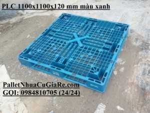 Pallet nhựa cũ 1100x1100x120mm màu xanh - Pallet Nhựa Cũ Giá Rẻ - Giao hàng toàn quốc!
