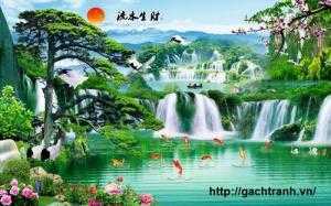 Gạch tranh thác nước mặt trời ốp tường TN245