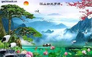 Gạch tranh thác nước mặt trời ốp tường TN245