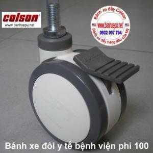 Bánh xe đẩy y tế giường bệnh Colson kiếu bánh xe đôi phi 100 ( 4inch ) trục ren