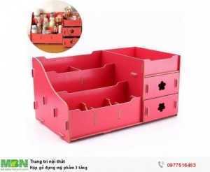 Hộp gỗ đựng mỹ phẩm 3 tầng