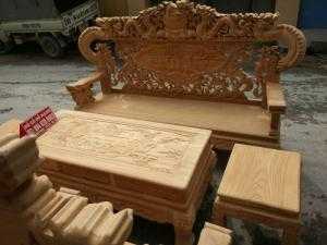 Bộ bàn ghế nghê đỉnh tay khuỳnh gỗ gõ đỏ