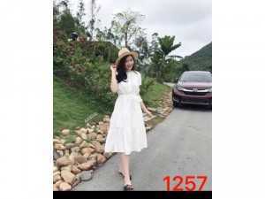 Đầm voan cột eo