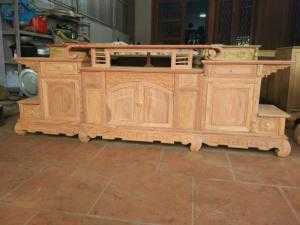 Kệ tivi giả cổ kiểu hàm ếch gỗ hương đá