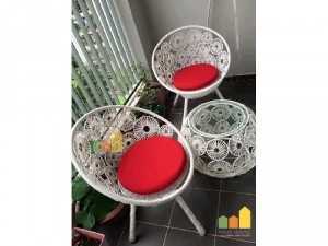 Ghế nhựa giả mây đồng tiền