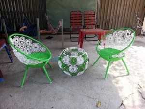 Ghế nhựa giả mây đồng tiền