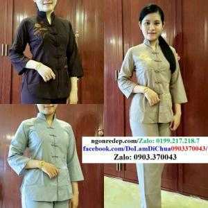 Đồ Lam Đi Chùa – Cổ Tàu Thêu Hoa Sen - Kate