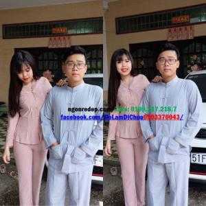 Đồ Lam Đi Chùa - Bộ Lãnh Tụ Nam - Nữ Và Trẻ Em Đều Mặc Được